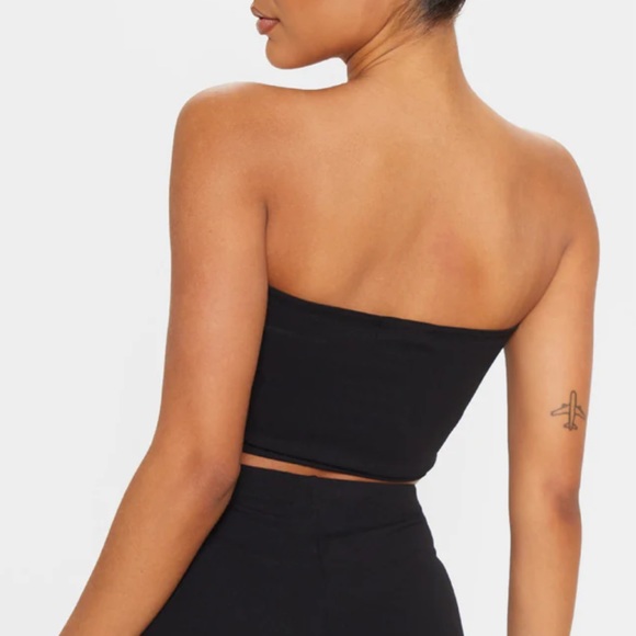 BLACK SWEETHEART BANDEAU CROP TOP - Picture 2 of 9